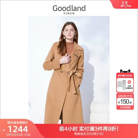 美丽奴羊毛音儿美地女装2022冬新款中长款澳洲羊毛双面呢大衣商品大图