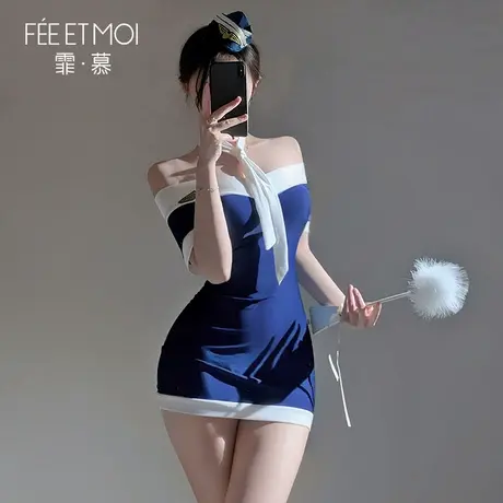 霏慕纯欲风空姐制服情调角色扮演睡衣套装连衣包臀裙辣妹内衣qqny商品大图