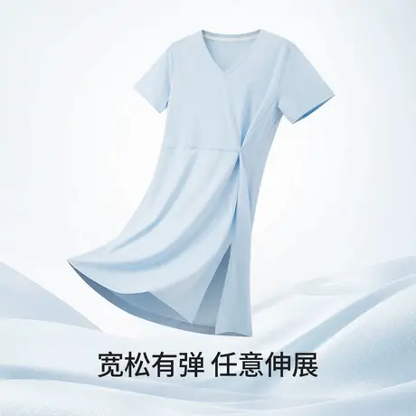 茜施尔新款睡裙中长款短袖收腰开衩v领家居服夏薄款凉感棉连衣裙S商品大图