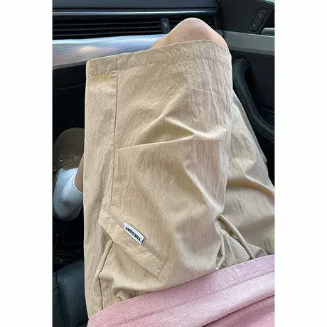 褶皱拼接短裤男夏季薄款cleanfit宽松运动五分裤美式复古情侣中裤图片