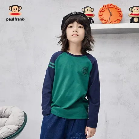 大嘴猴童装男童长袖T恤2025秋季新款儿童纯棉拼接撞色上衣打底衫图片