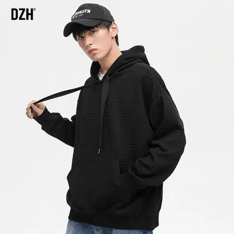 男士美式重磅黑色卫衣男连帽春秋款2023新款宽松衣服秋季情侣外套图片