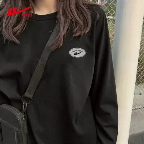 ZH回力纯棉长袖t恤女2025新款韩系早秋穿搭女生正肩内搭打底衫女商品大图
