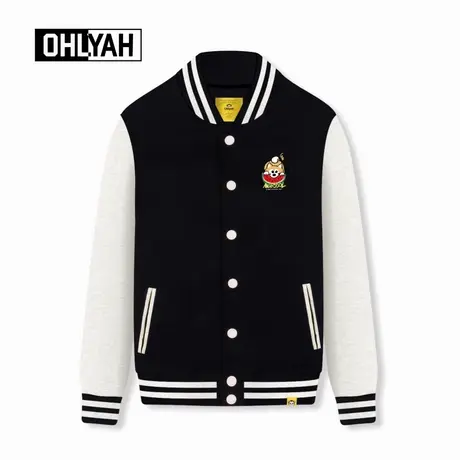 Ohlyah品牌趣味小狗卡通印花休闲棒球服男女同款纯棉夹克卫衣外套商品大图