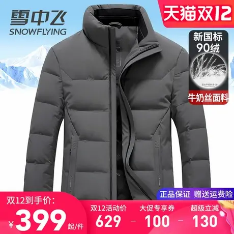 雪中飞男士羽绒服短款2025新款冬季外套简约显精神干练立领鸭绒服图片