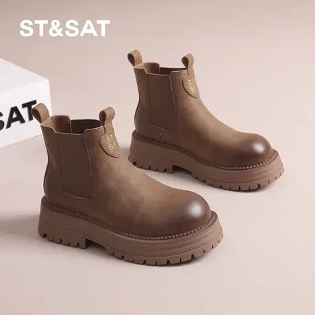 星期六马丁靴女2024冬季新款女款春秋单靴秋款加绒靴子短靴烟筒靴商品大图
