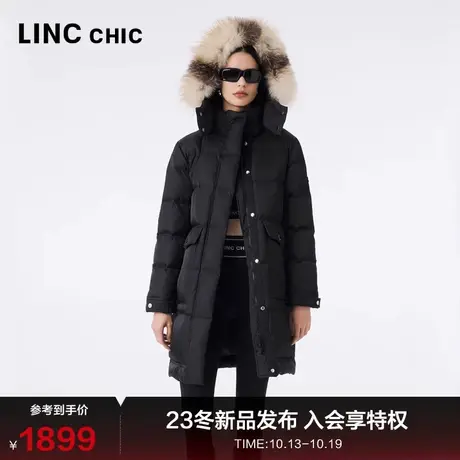 LINC金羽杰羽绒服女中长款23秋冬新品轻奢大毛领户外抗风保暖6312商品大图