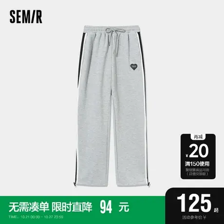 [商场同款]森马休闲裤女撞色束脚卫裤2022春秋基础宽松运动长裤商品大图