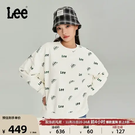 Lee商场同款23秋冬新品Oversize满身印花女长袖卫衣LWT006653203图片