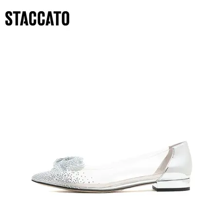 思加图新款仙女鞋蝴蝶结凉鞋平底单鞋水晶婚鞋子EBZ22AQ2商品大图