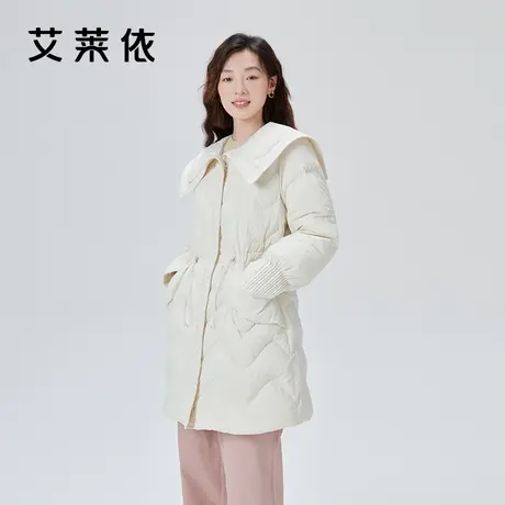 【直播】艾莱依翻领羽绒服女中长款时尚设计感冬季甜美气质外套商品大图
