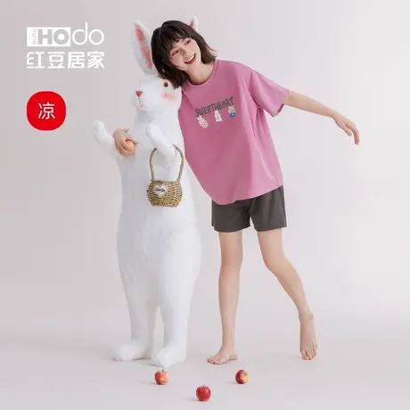 红豆睡衣女夏天莫代尔棉短袖短裤凉感休闲外穿睡裙家居服套装夏季图片