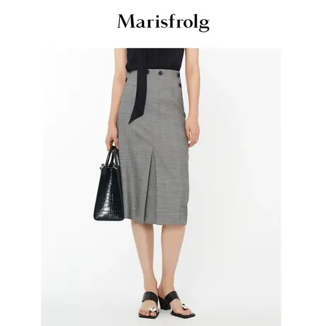 【意大利进口】玛丝菲尔女装夏季新款灰色高腰职业半身裙包臀裙子图片
