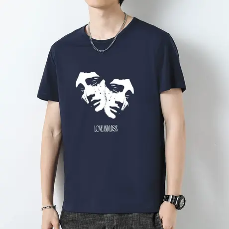 莫代尔夏季t恤男士短袖潮牌圆领上衣服潮流冰丝凉感半袖速干体恤商品大图