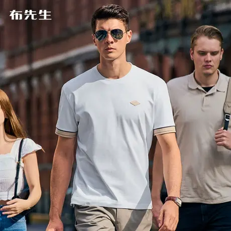 MrBu布先生微廓形菱形皮标圆领T恤男夏季舒适凉感短袖AT12067商品大图