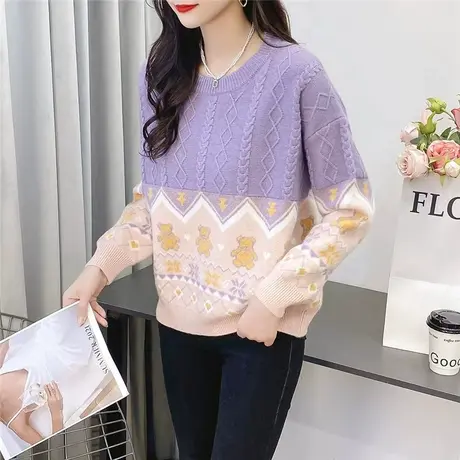 冬季麻花毛衣女款2023新款秋冬高级感超好看洋气针织打底衫上衣商品大图