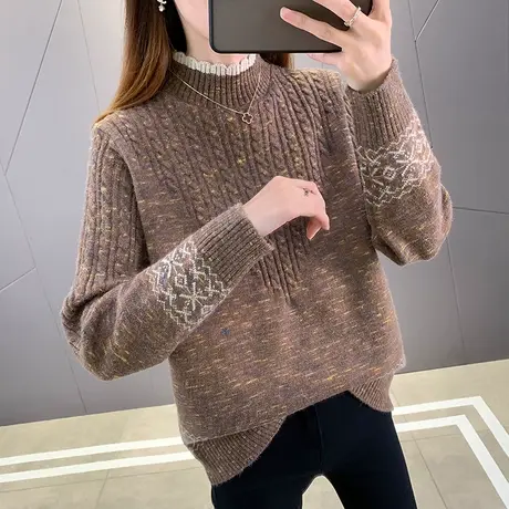 半高领毛衣女秋冬新款韩版宽松外穿套头加厚内搭长袖针织打底衫女图片