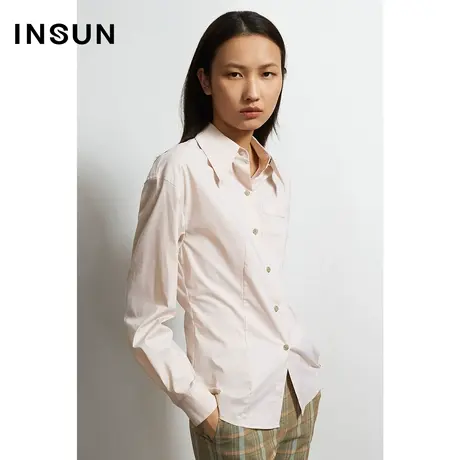 INSUN恩裳春季秋季轻纽扣长袖上衣衬衫商品大图