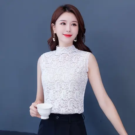 网红假领子女无袖蕾丝镂空打底衫高领子内搭洋气镂空蕾丝衫假衣领图片