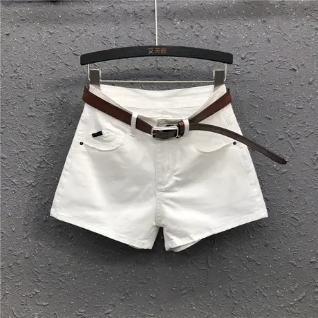 白色阔腿裤女春夏新款欧货休闲个性百搭弹力宽松显瘦牛仔短裤热裤图片