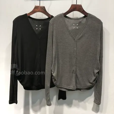 2023夏装 韩国ulzzang新款V领单排扣宽松薄款长袖T恤开衫防晒衫女商品大图