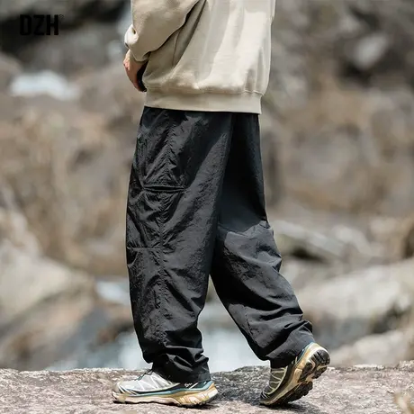 男士冲锋裤黑色裤子秋季男款休闲百搭工装裤2023新款潮牌男登山裤商品大图