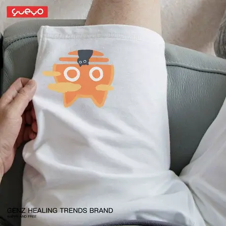 悦游 Moon&Sun猫 短裤月亮猫咪中裤男潮纯棉透气凉爽夏宽松休闲裤商品大图