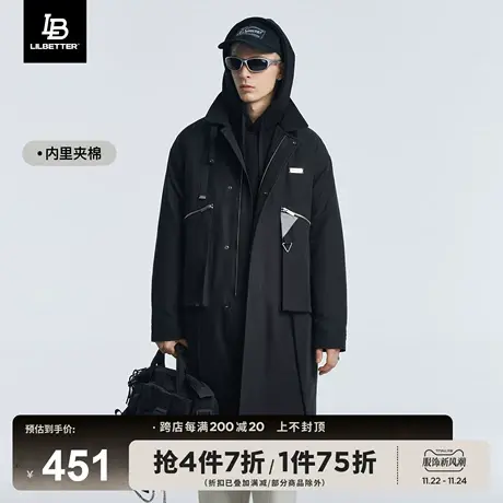 Lilbetter中长款棉衣男立领棉服设计感宽松保暖大衣国潮冬季外套商品大图