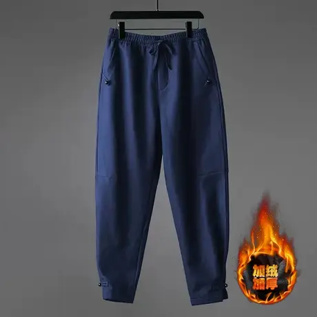 秋冬加绒棉麻垂感禅裤男士中国风盘扣唐装长裤宽松加厚青年休闲裤商品大图
