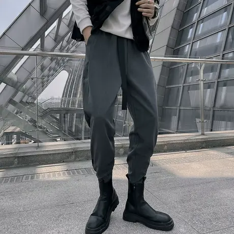 秋季男士裤子休闲裤九分裤哈伦裤潮流束脚运动卫裤潮牌纯色小西裤商品大图