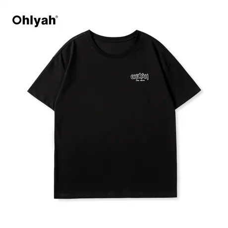Ohlyah春夏新款简约美式短袖t恤女纯棉圆领学院风大码女装定制潮商品大图