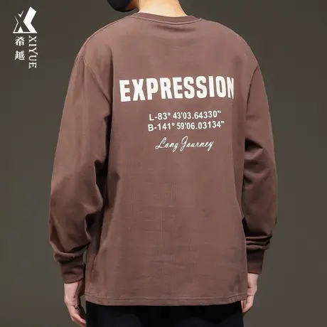 希越重磅纯棉打底衫T恤男2024春季加肥加大码ins风印花男士上衣潮商品大图