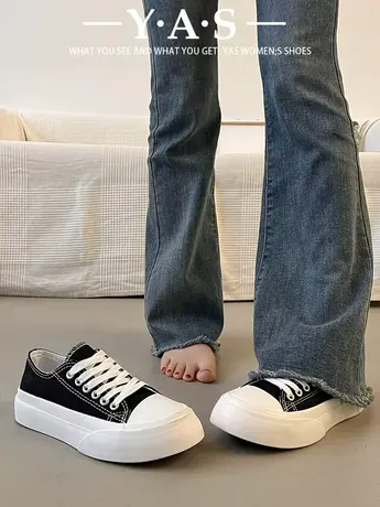春季新款厚底帆布鞋女鞋2024年春季春款爆款大头板鞋百搭休闲布鞋商品大图