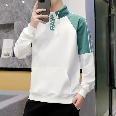 卫衣男外套春秋季潮牌半高领2022新款t恤衫ins个性帅气韩版上衣服商品大图