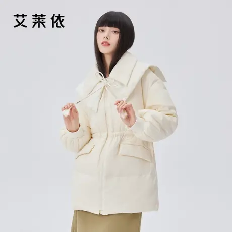 艾莱依国风羽绒服女款2022年新款盘扣设计感中长款冬季鸭绒外套商品大图