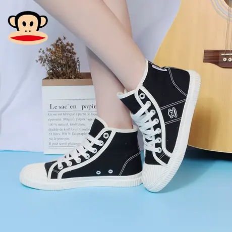 大嘴猴黑色帆布鞋女2023春季新款春秋低帮女鞋百搭板鞋休闲鞋布鞋商品大图