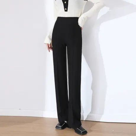 时尚气质休闲裤2023年秋季新款女士简约高腰显瘦通勤百搭微喇长裤商品大图