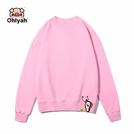 Ohlyah小高领短款女装纯棉卫衣2022春季韩版粉色上衣宽松闺蜜装潮商品大图