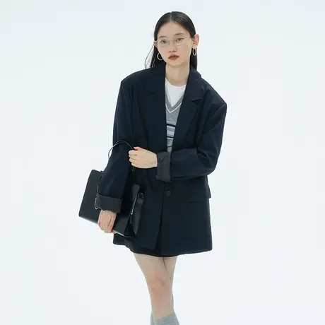 omont蛋挞家 oversize西装外套女秋季新款高级感中长款廓形外套商品大图