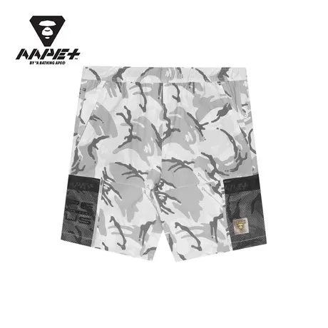 AAPE+运动男装春夏迷彩图案多色印花网格口袋休闲短裤6880XAI图片