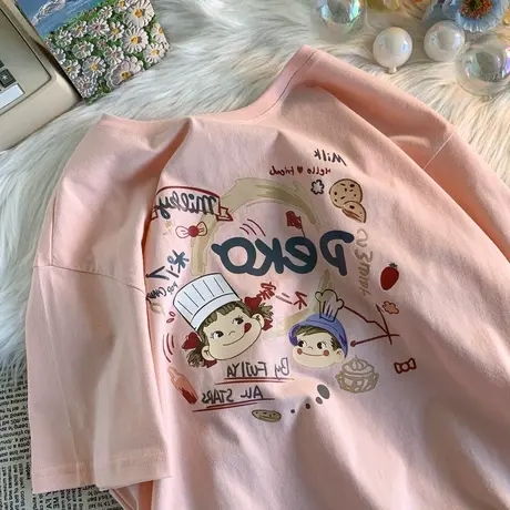 胖mm短袖t恤oversize国潮复古夏季宽松2022新款炸街减龄上衣女ins商品大图