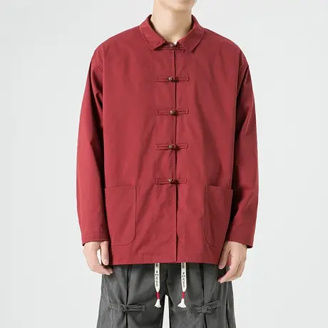 2023秋冬新款男夹克中式复古盘扣户外中国风布扣民族风男装潮外套图片