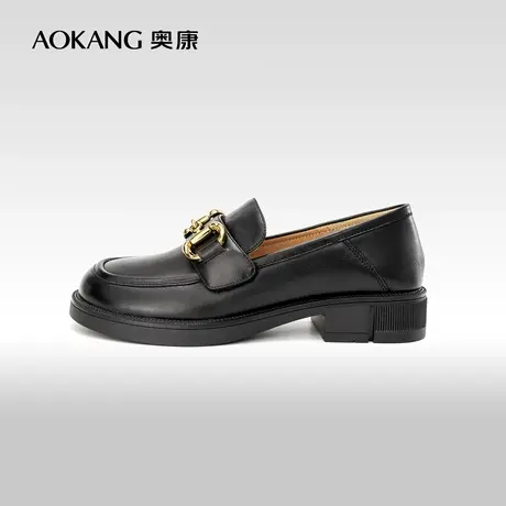 奥康女鞋 春秋款乐福鞋女士单鞋懒人一脚蹬百搭皮鞋英伦风商品大图