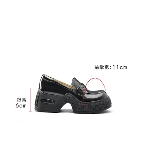 VME/舞魅2024年春季新款牛皮革学院风舒适百搭增高乐福鞋女款商品大图