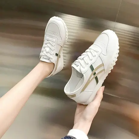 小白鞋女2023春季爆款ins潮阿甘鞋软底孕妇休闲单鞋皮面运动鞋子图片