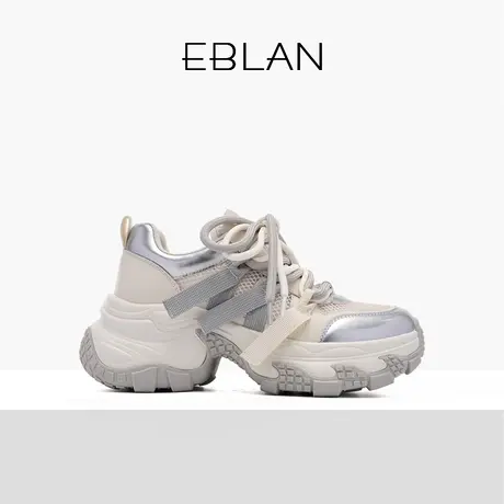 EBLAN/伊伴女鞋撞色厚底老爹鞋2024年春季新款时尚设计感潮流鞋女图片