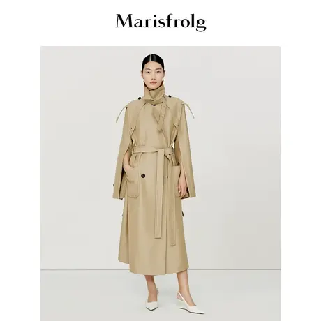 【逐光之旅】玛丝菲尔秋季卡其色开衩袖收腰翻领风衣商品大图