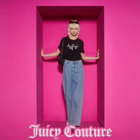 Juicy Couture橘滋2023新款慵懒随性印花阔版女牛仔裤商品大图