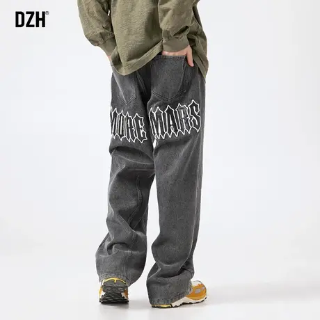 男士黑色牛仔裤美式高街痞帅男裤子休闲百搭长裤直筒裤潮牌牛子裤商品大图