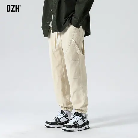 男士卡其色裤子男款休闲百搭宽松束脚裤秋季2023新款工装男裤长裤商品大图